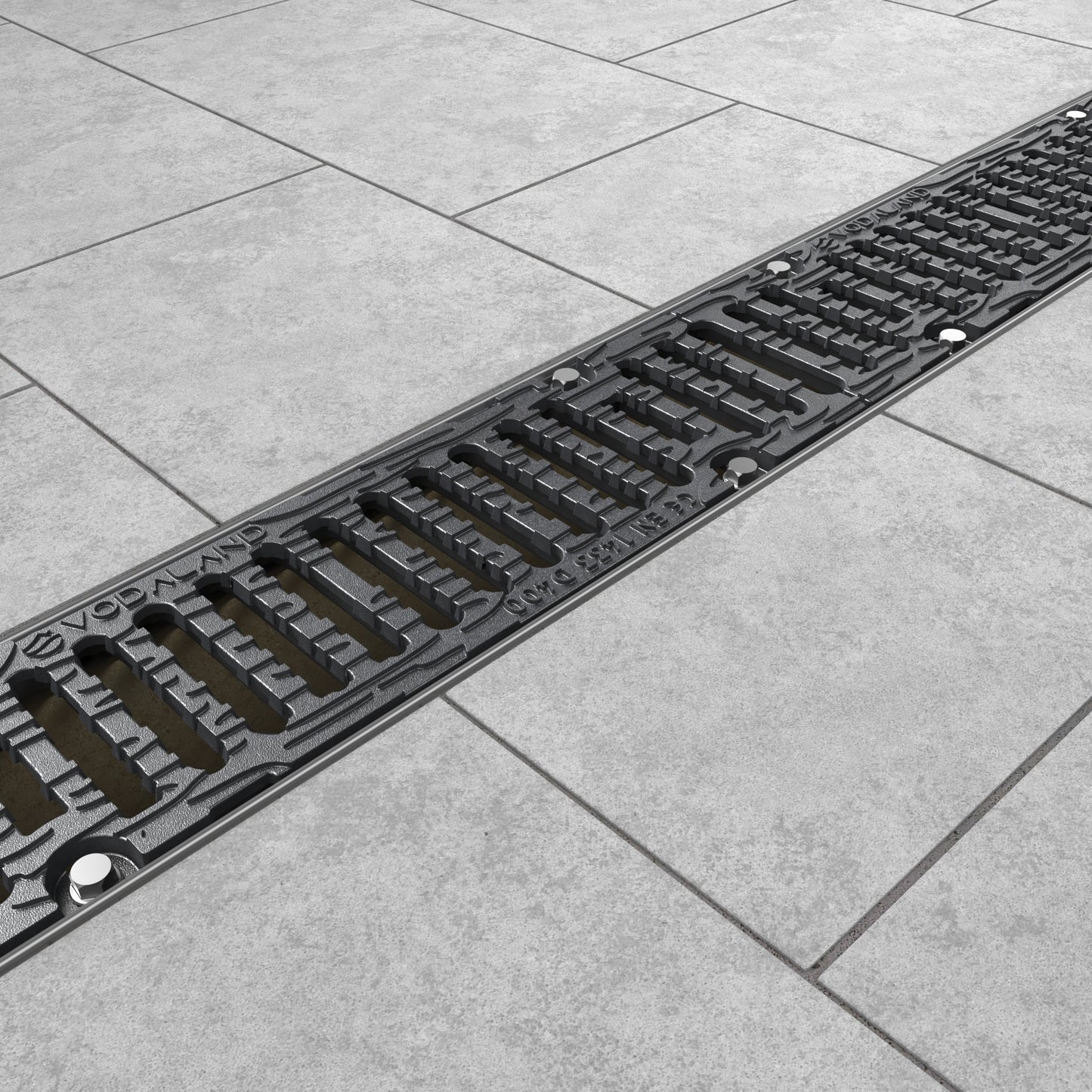PRO 100PC Channel drain with cast iron grating, D400