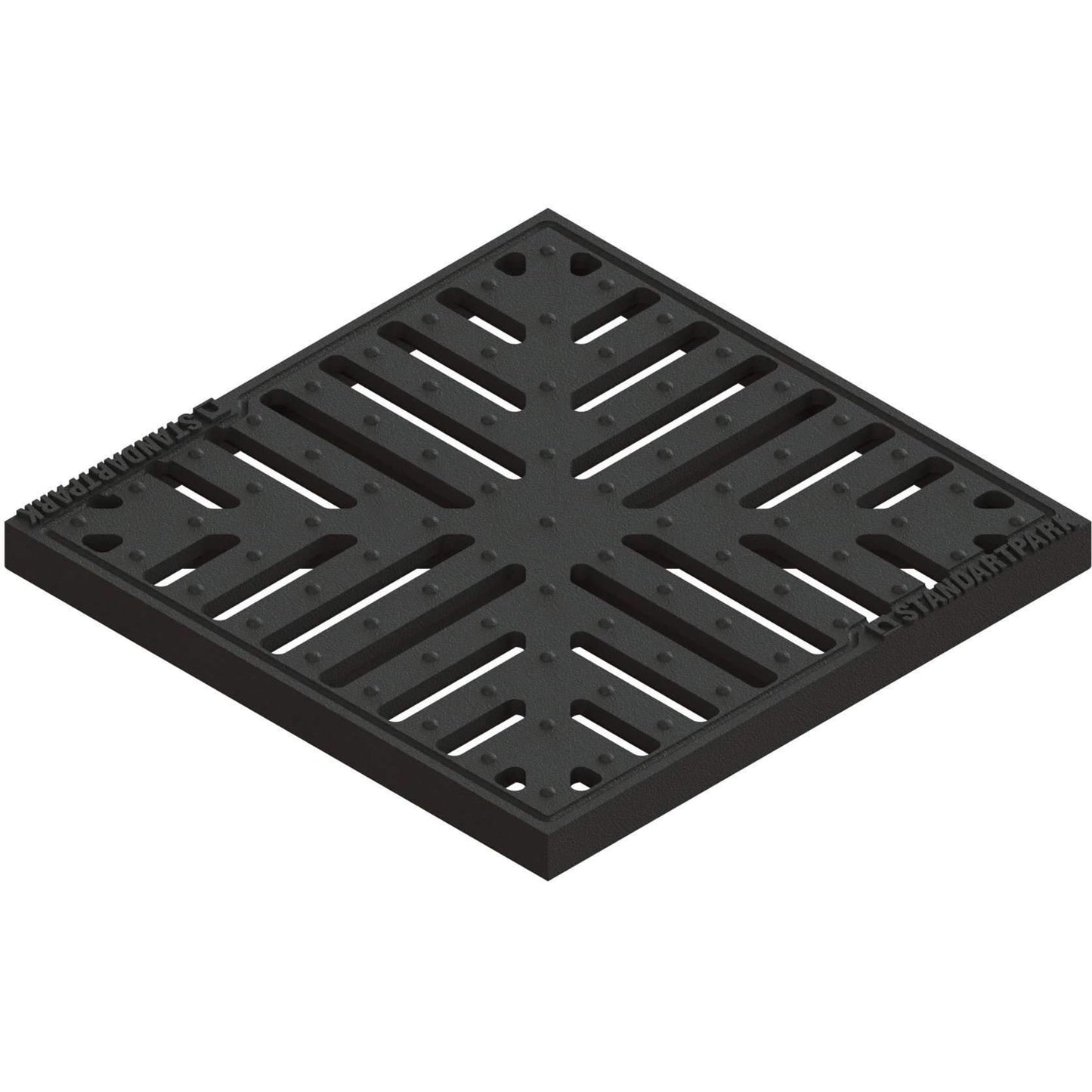 300x300 Plastic catch basin with cast iron grate, R50 (up to 5 tonnes)
