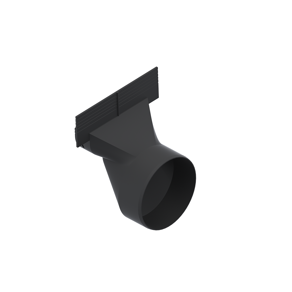 DN100 plastic channel end cap with outlet