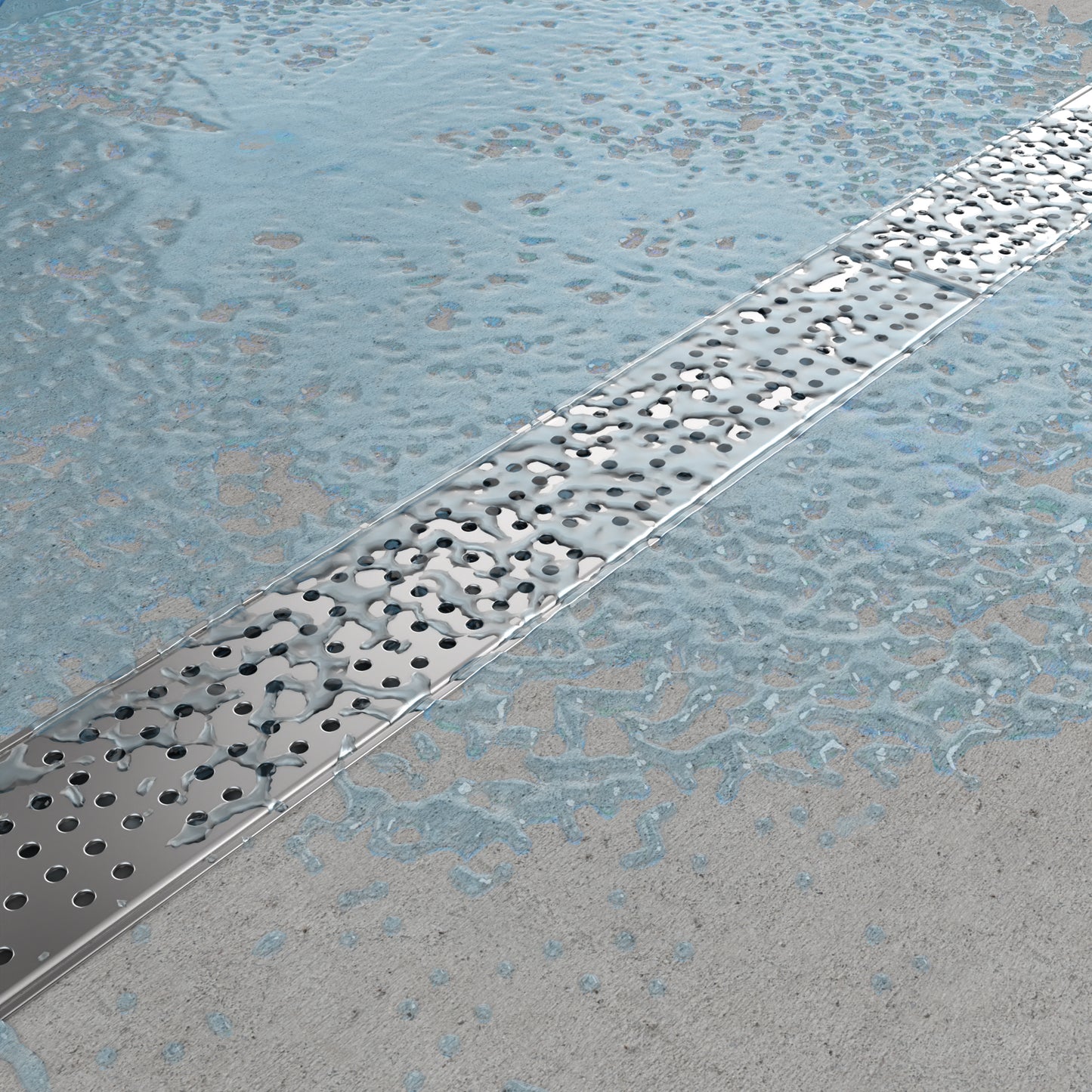 Shallow stainless balcony & patio drainage system