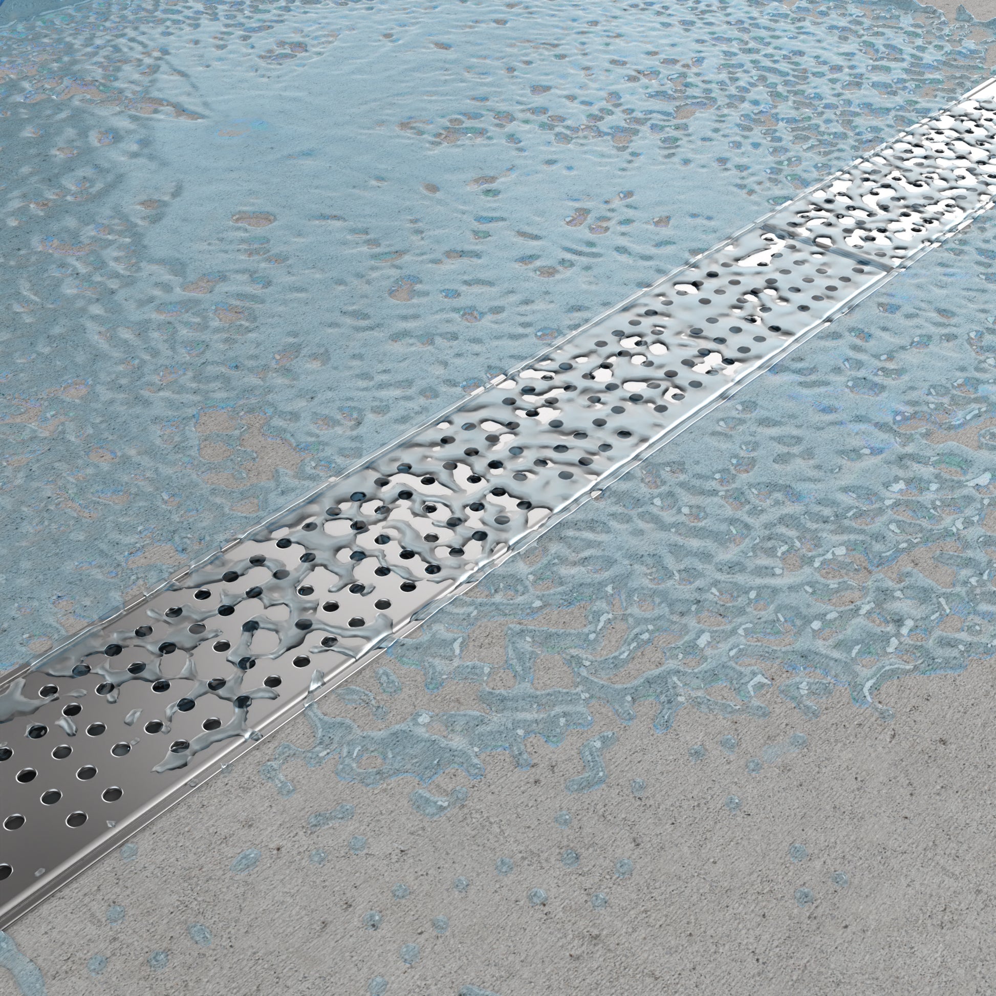 Shallow stainless balcony & patio drainage system
