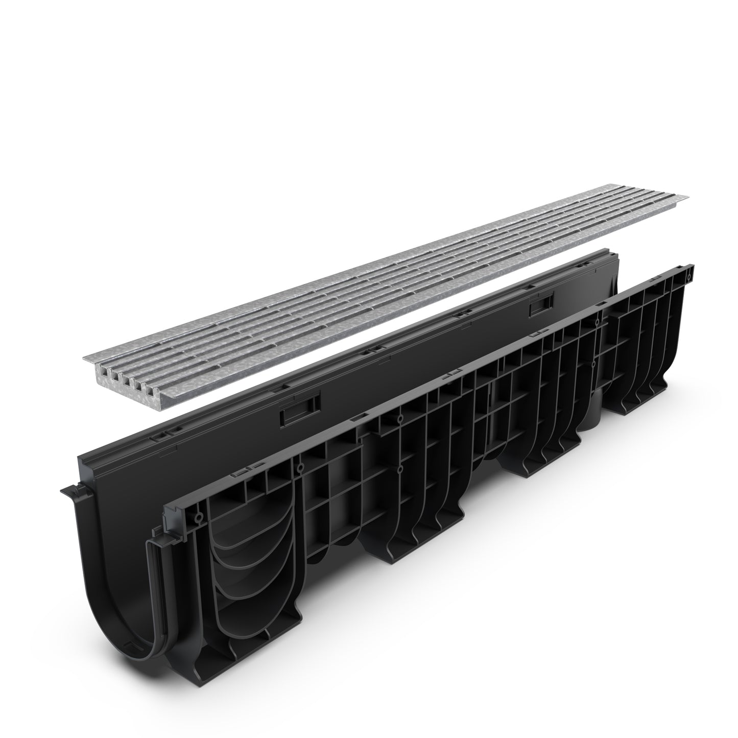DN100 HeelSafe galvanised grate drainage channel package