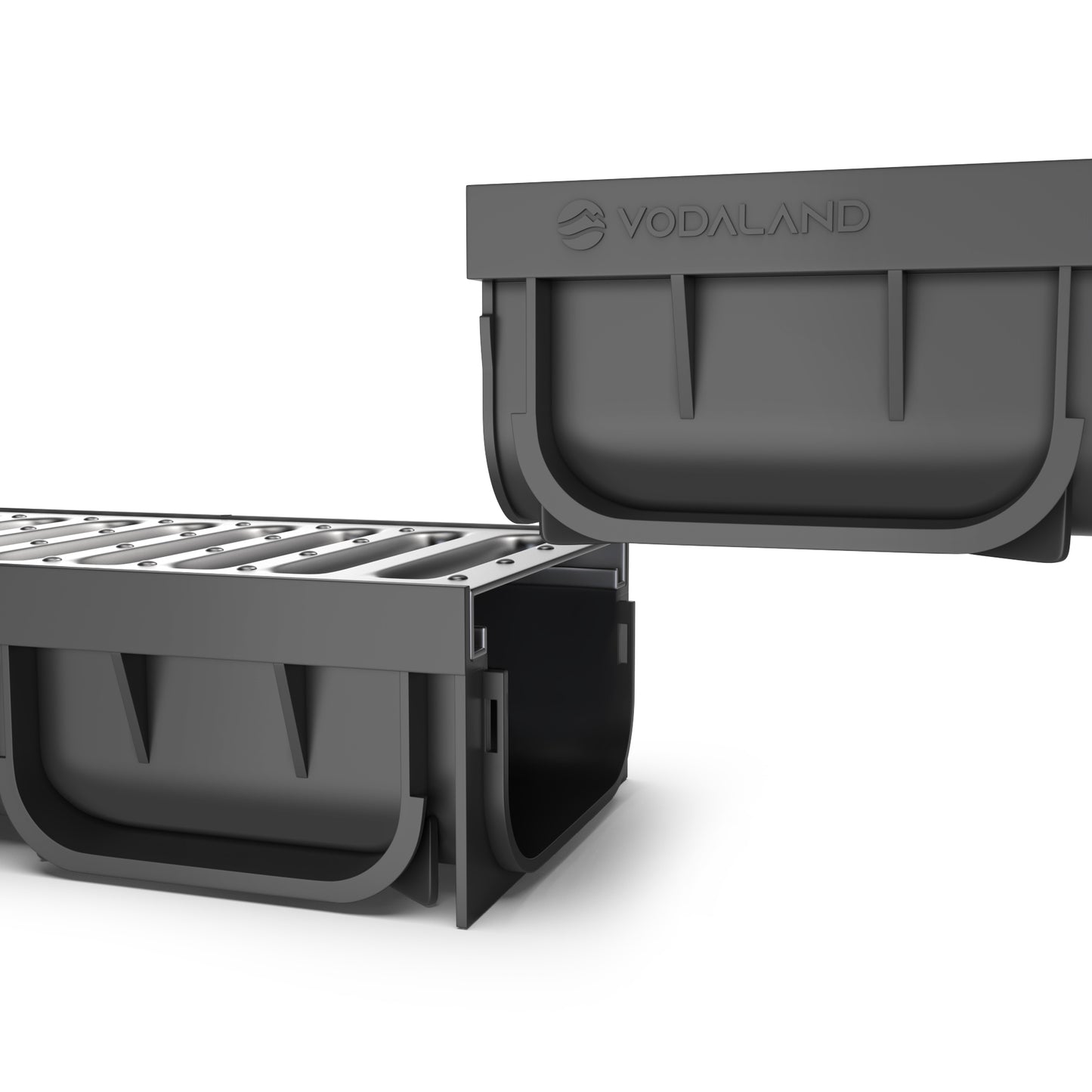 EASY 2 channel drain with stainless grate, A15