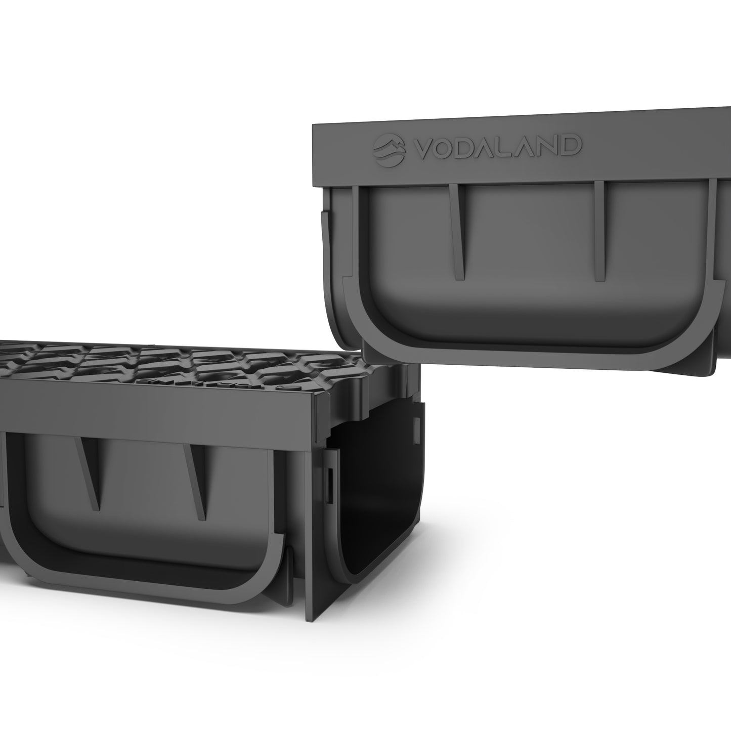 EASY 2 Channel Drain With Plastic Grate (Black), A15