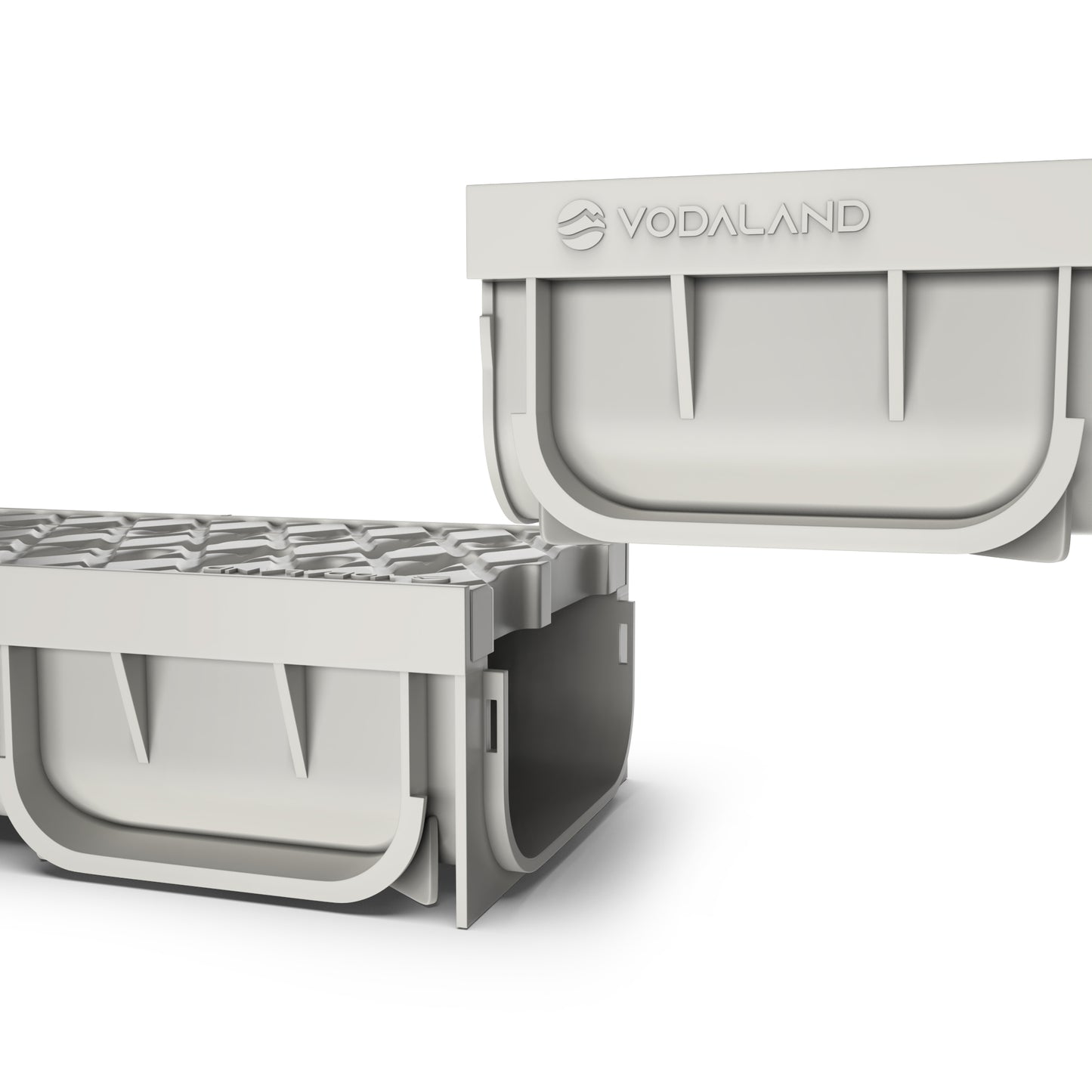 EASY 2 channel drain with plastic grate (grey), A15