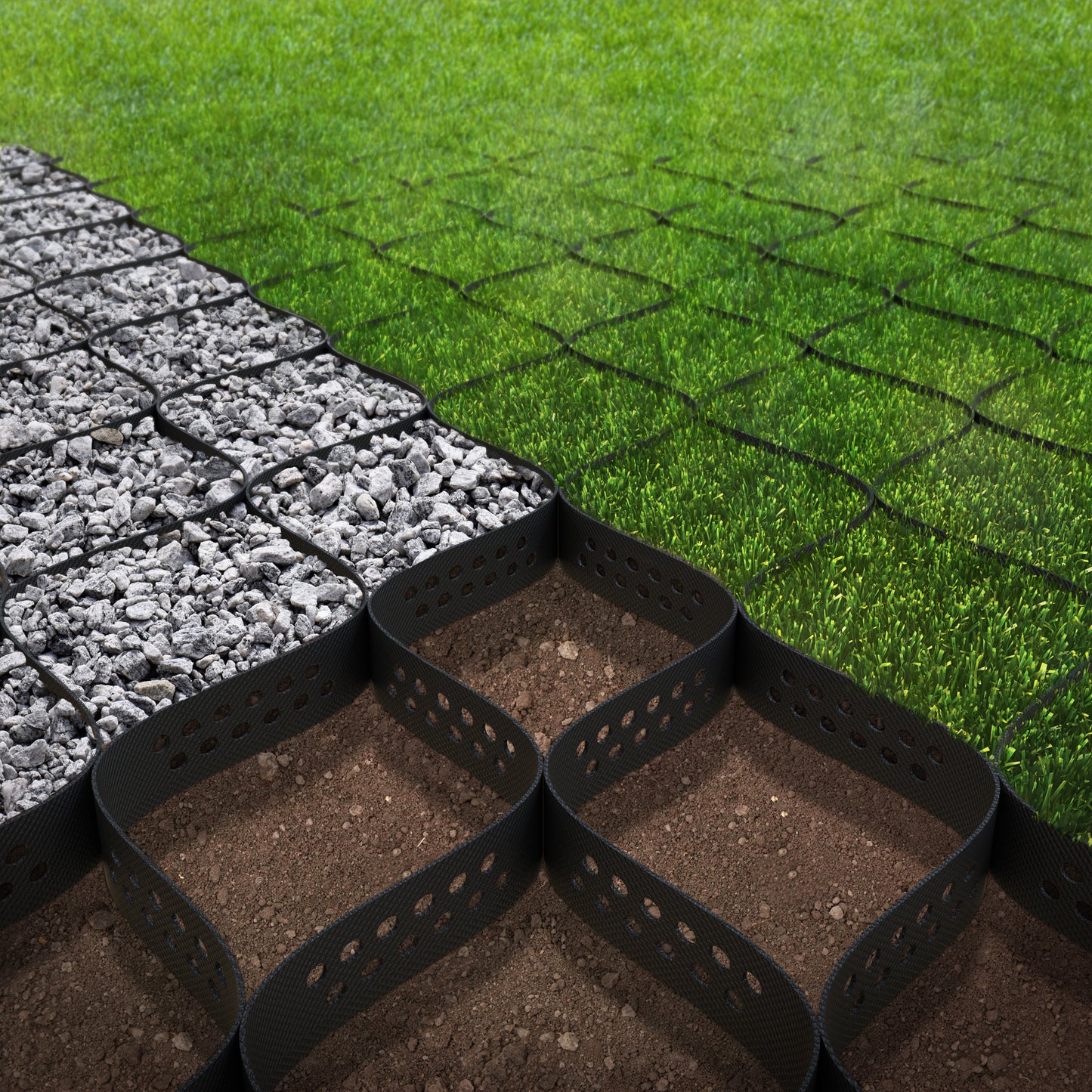 Geocell erosion control grid H50 in garden