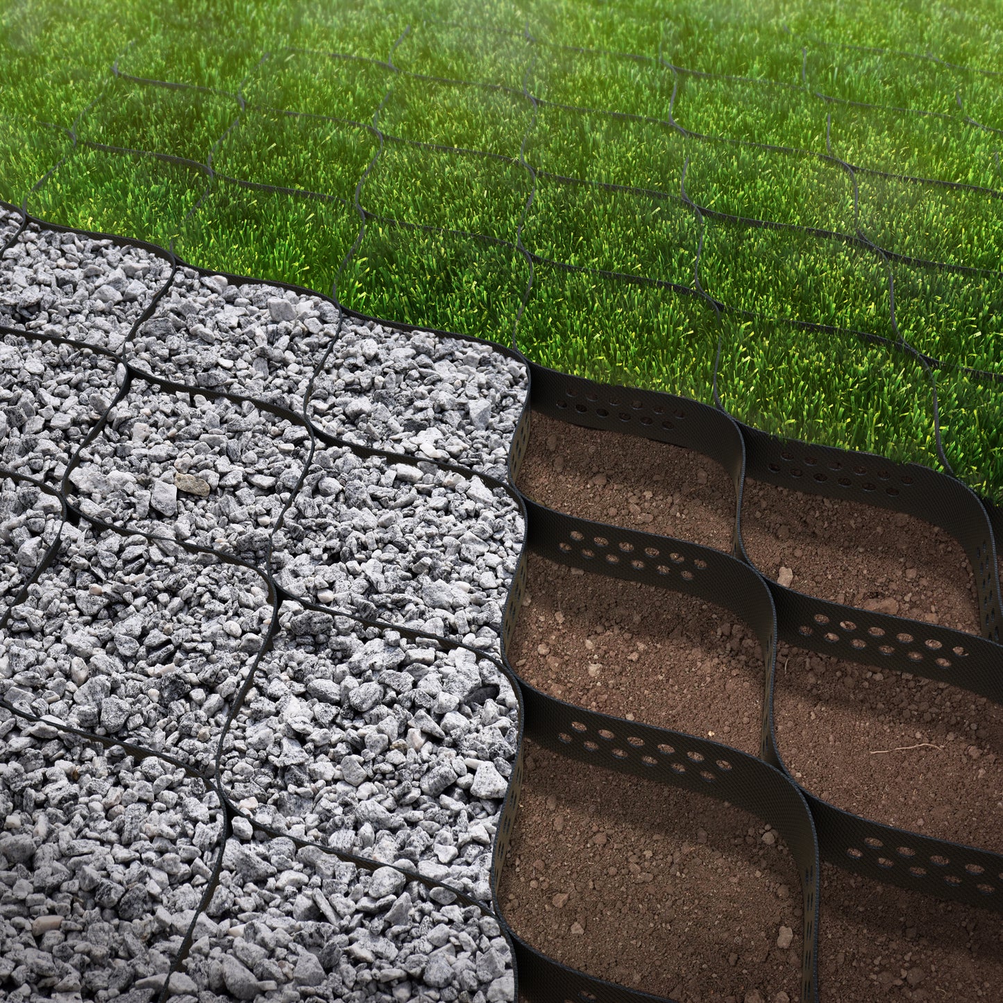 Geocell erosion control grid H50 grass