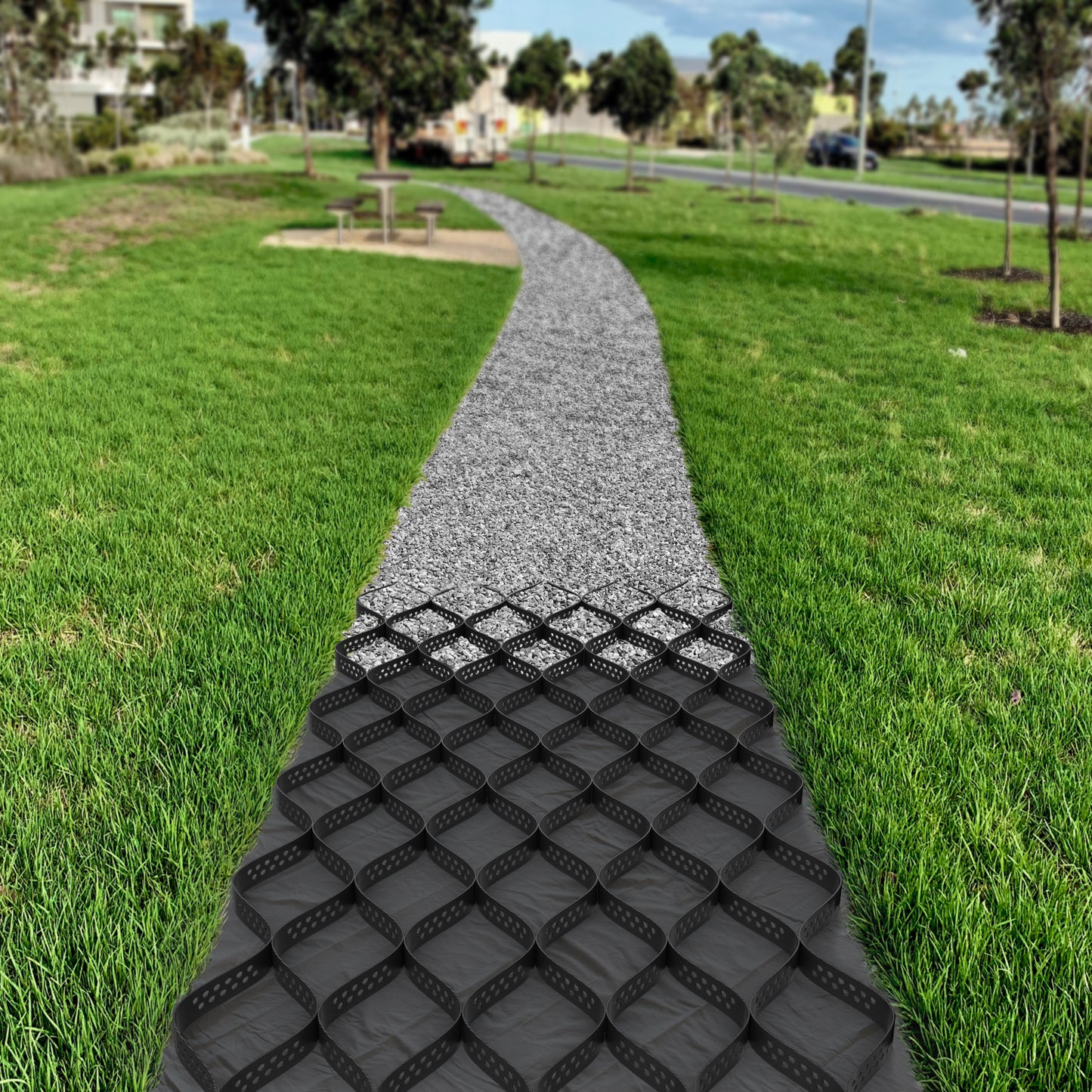 Geocell erosion control grid H50 grass
