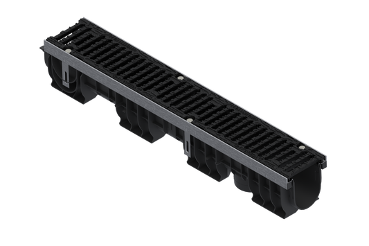 PRO DN100 Plastic channel drain with cast iron grate, D400