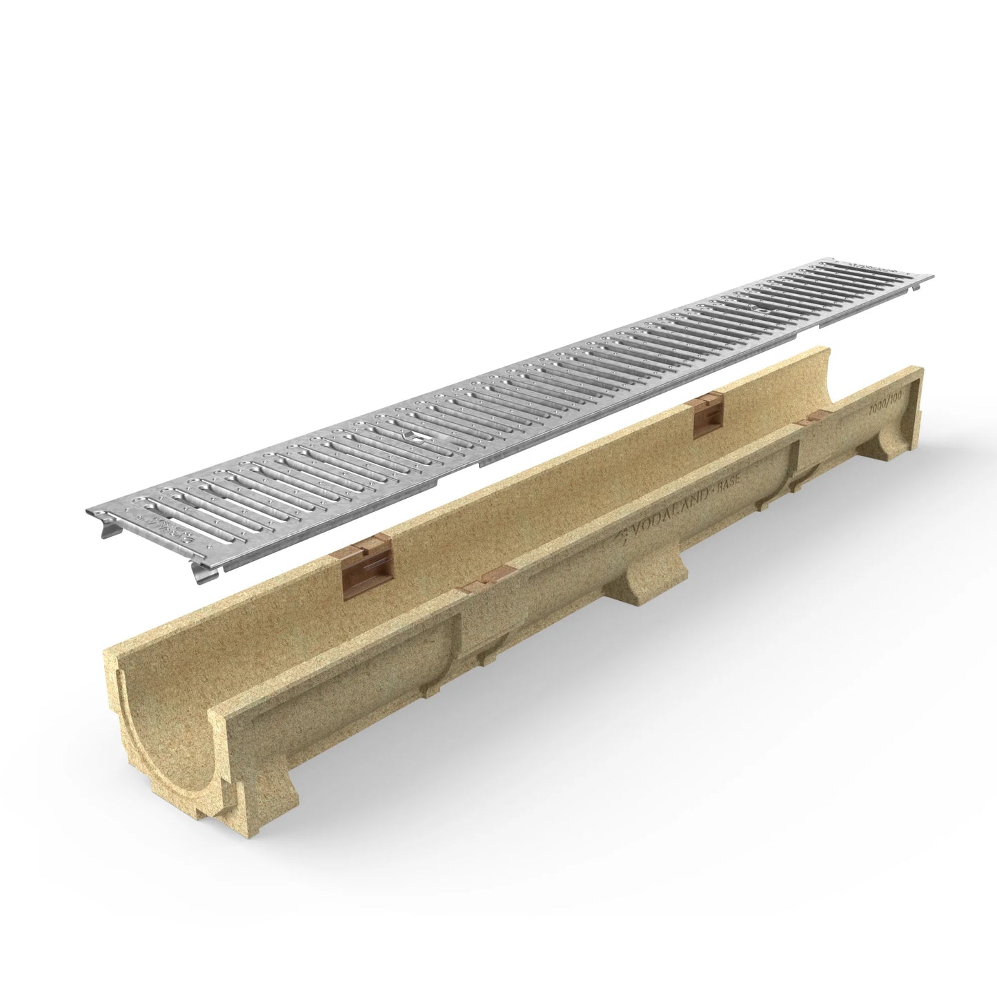 BASE 100PC Polymer concrete channel drain with galvanised grate