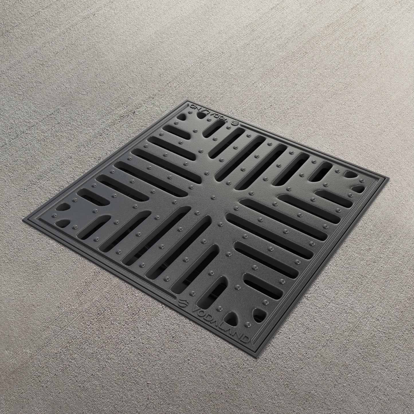 300x300 Plastic catch basin with cast iron grate, R50 (up to 5 tonnes)