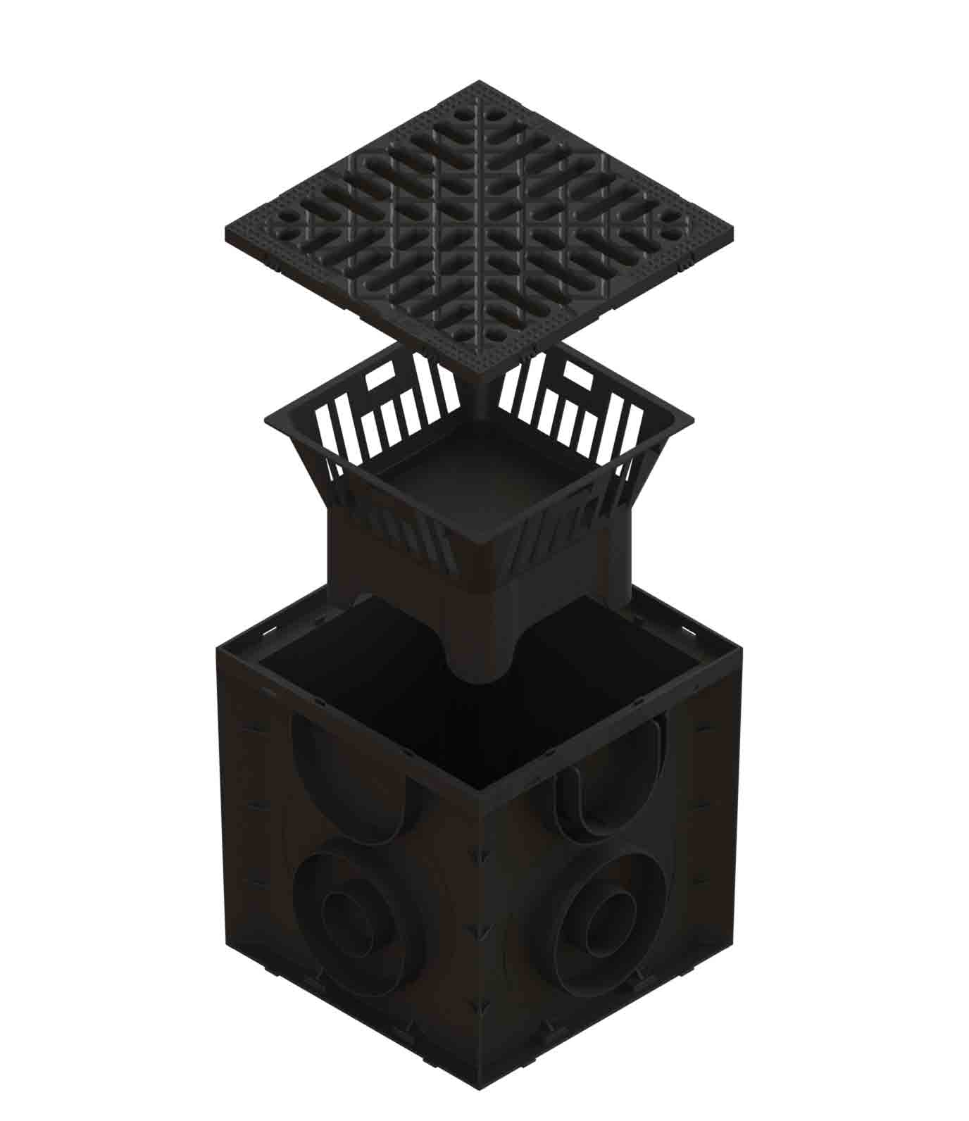 250x250 Plastic catch basin with plastic grate, A15