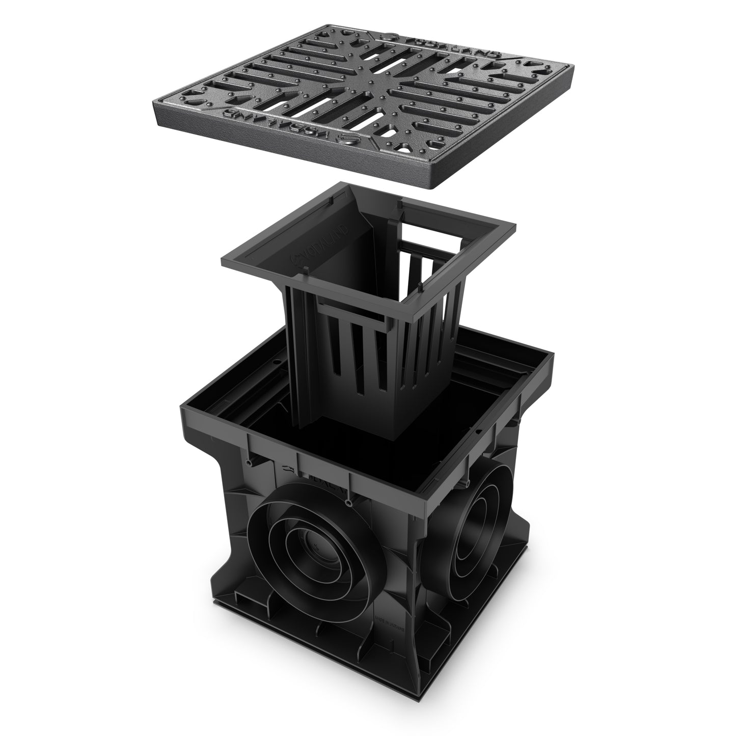 300x300 Plastic catch basin with cast iron grate, R50 (up to 5 tonnes)