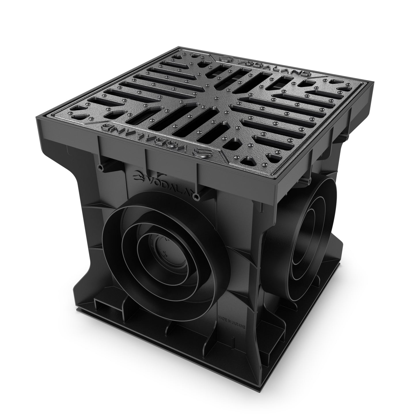 300x300 Plastic catch basin with cast iron grate, R50 (up to 5 tonnes)