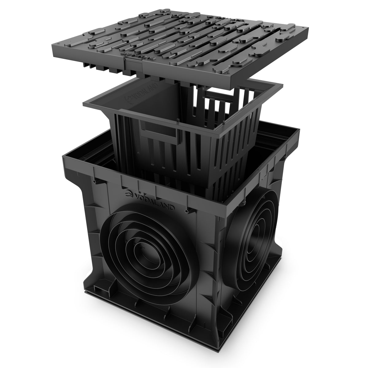 400x400 Plastic gully drain with plastic grate A15