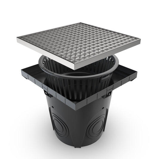 400x400  NEO Gully drain with galvanised grate A15
