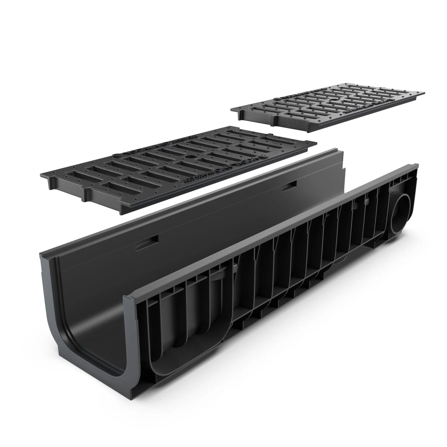 BASE DN200 plastic channel drain, cast iron grate, C250