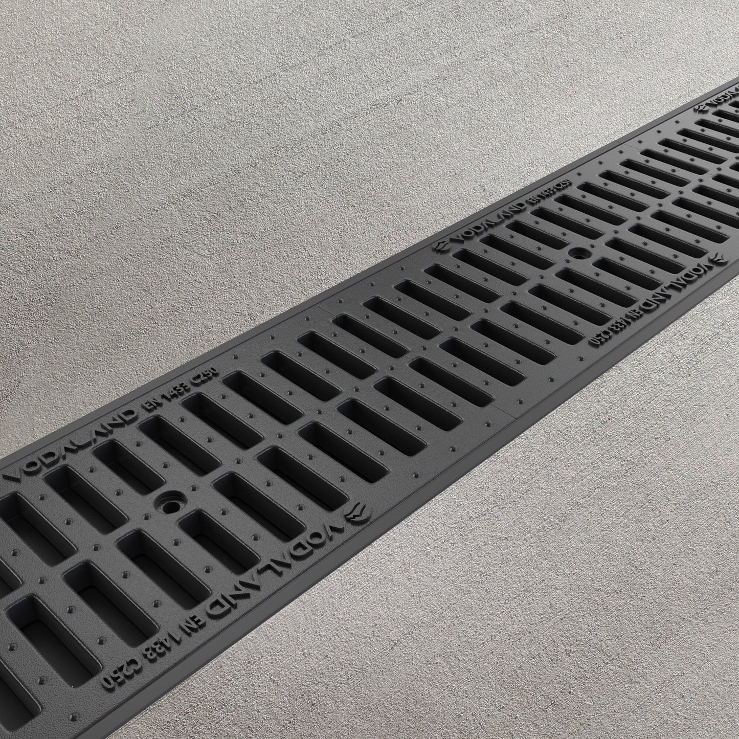 BASE DN200 plastic channel drain, cast iron grate, C250