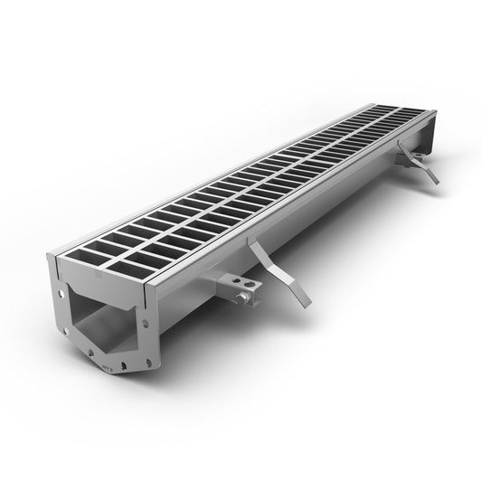Modular LD100 stainless steel channel drain with slotted grate