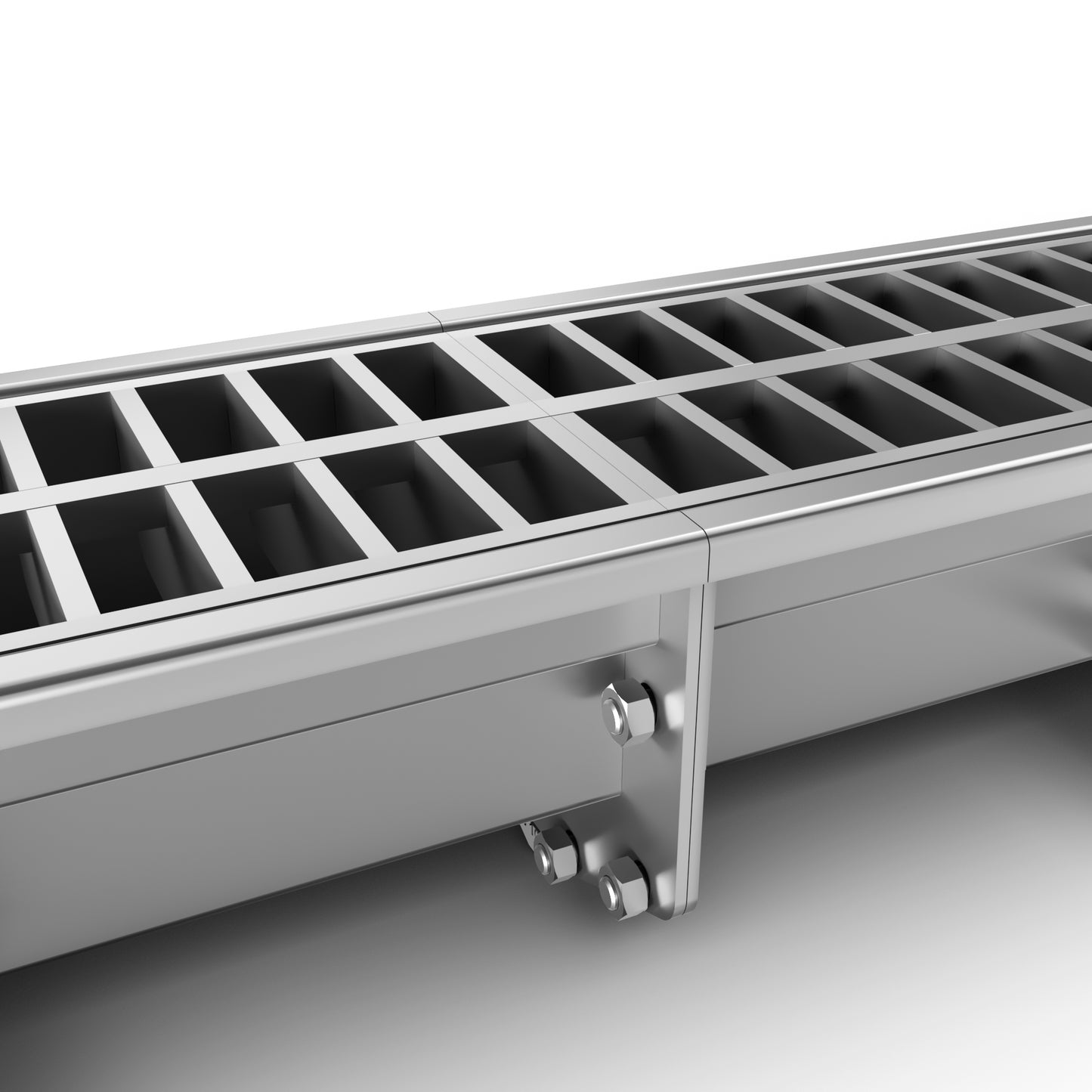 Modular LD100 stainless steel channel drain with slotted grate