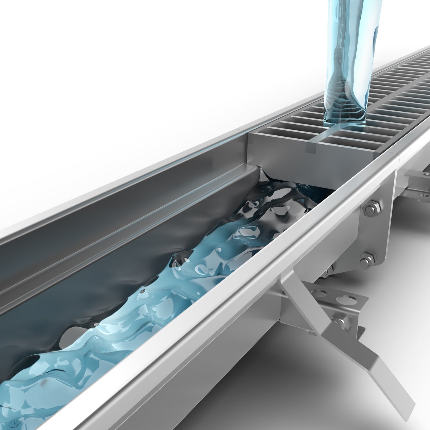 Modular LD100 stainless steel channel drain with slotted grate