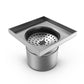 150x150 Stainless steel floor drain gully with perforated grate L15