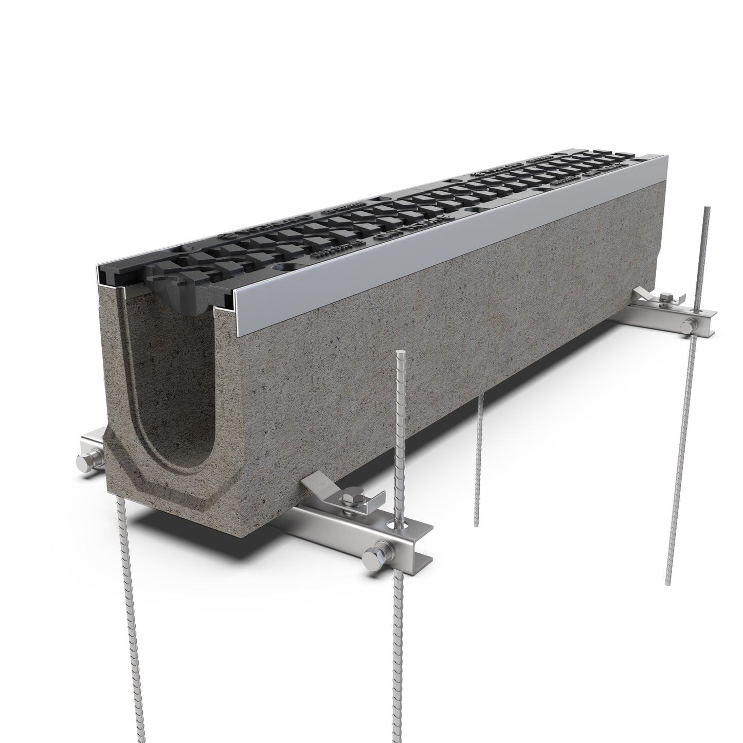 PRO DN100 Fibre concrete channel drain with cast iron grate, E600