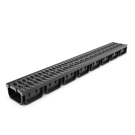 EASY 2 Channel Drain With Plastic Grate (Black), A15