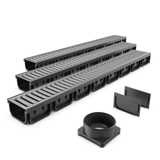 EASY 2 channel drain with galvanised grate, A15