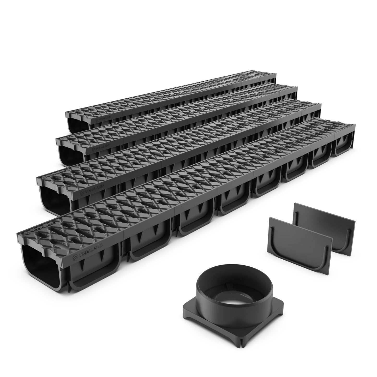 EASY 2 channel drain with plastic grate (Black), A15