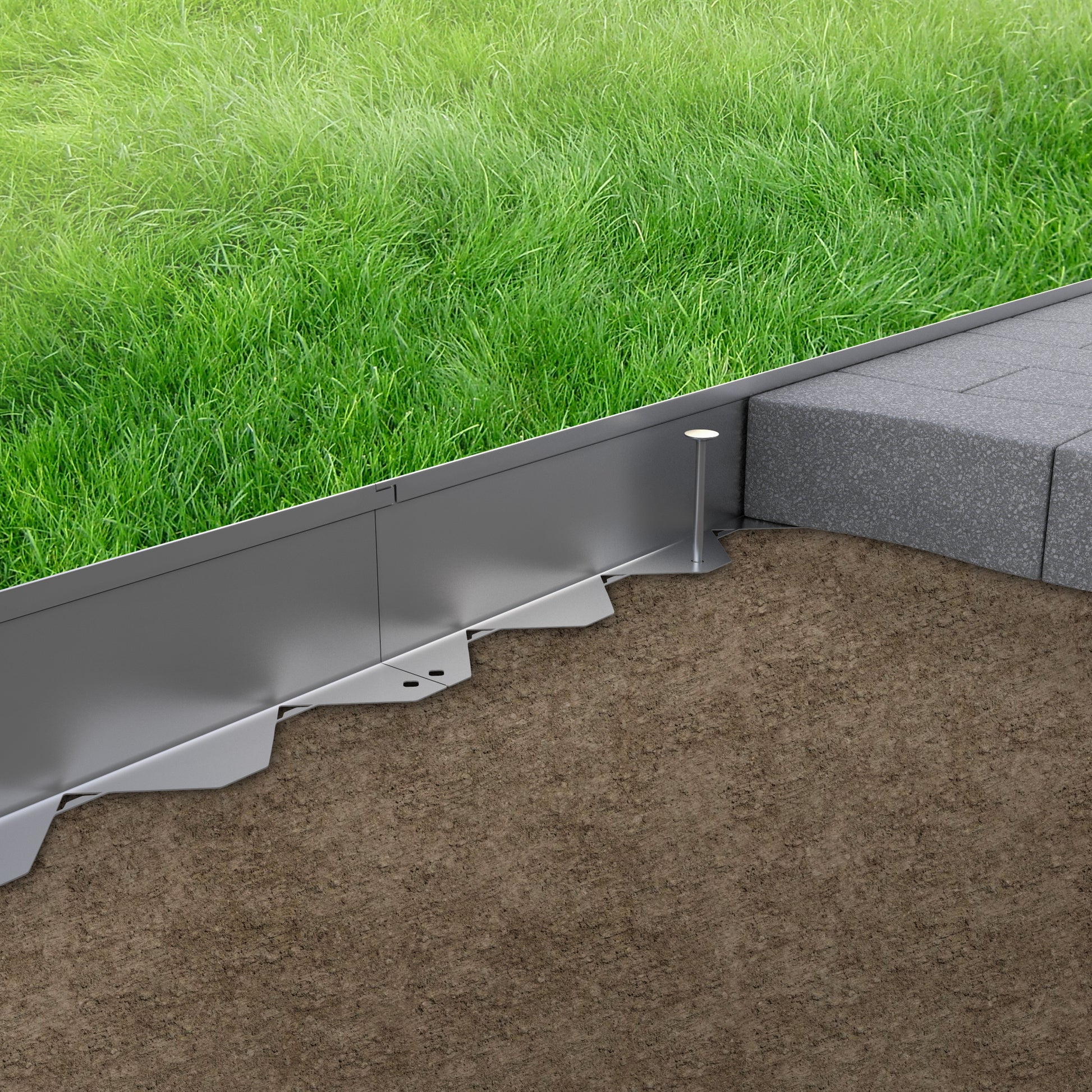 Galvanised Steel Border Edging System used in a garden