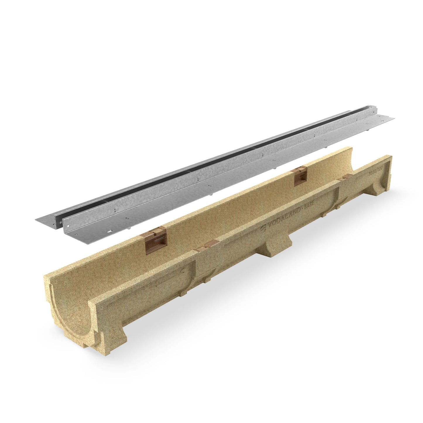 BASE 100PC Polymer concrete channel drain with galvanised SLOT T-Type H25