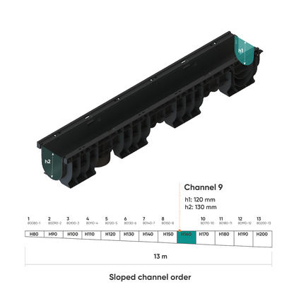 Sloped drainage channel technical diagram