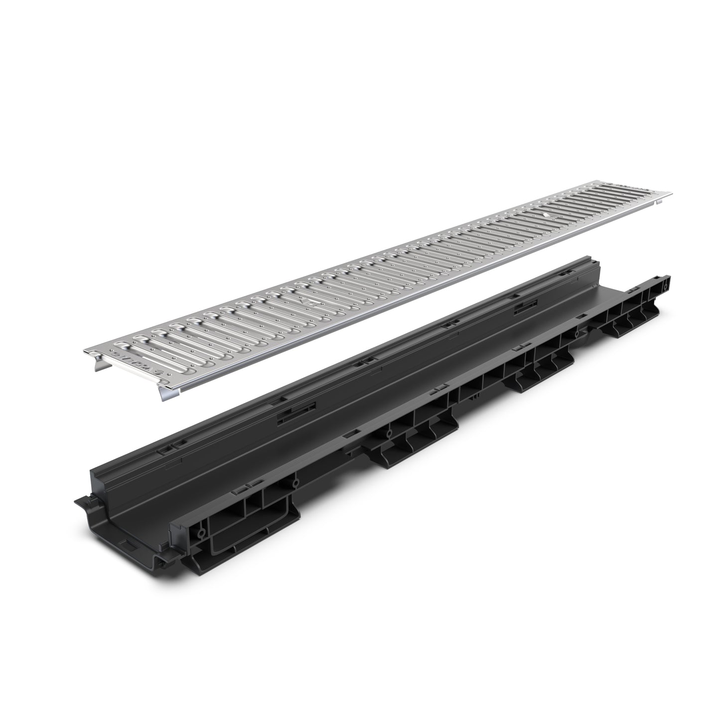 BASE DN100 plastic channel drain, galvanised grate, A15