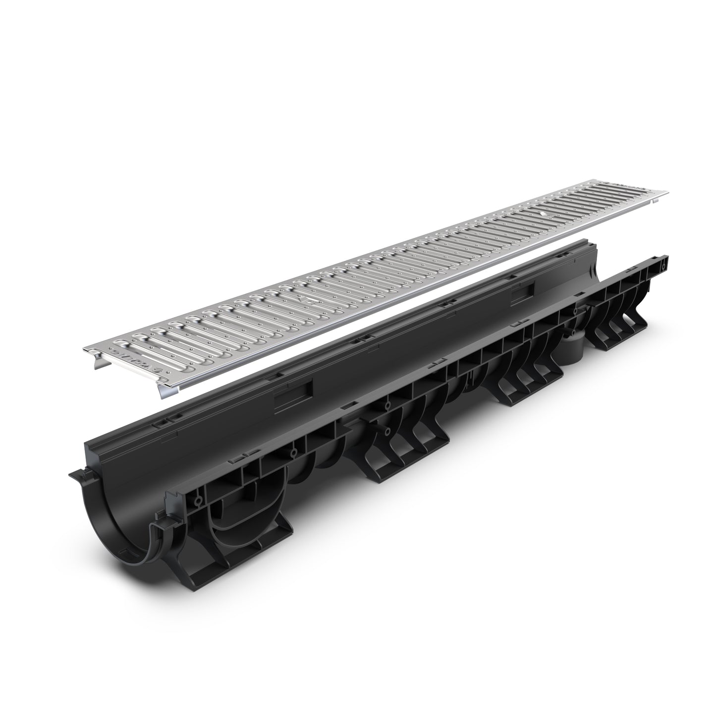 BASE DN100 plastic channel drain, galvanised grate, A15