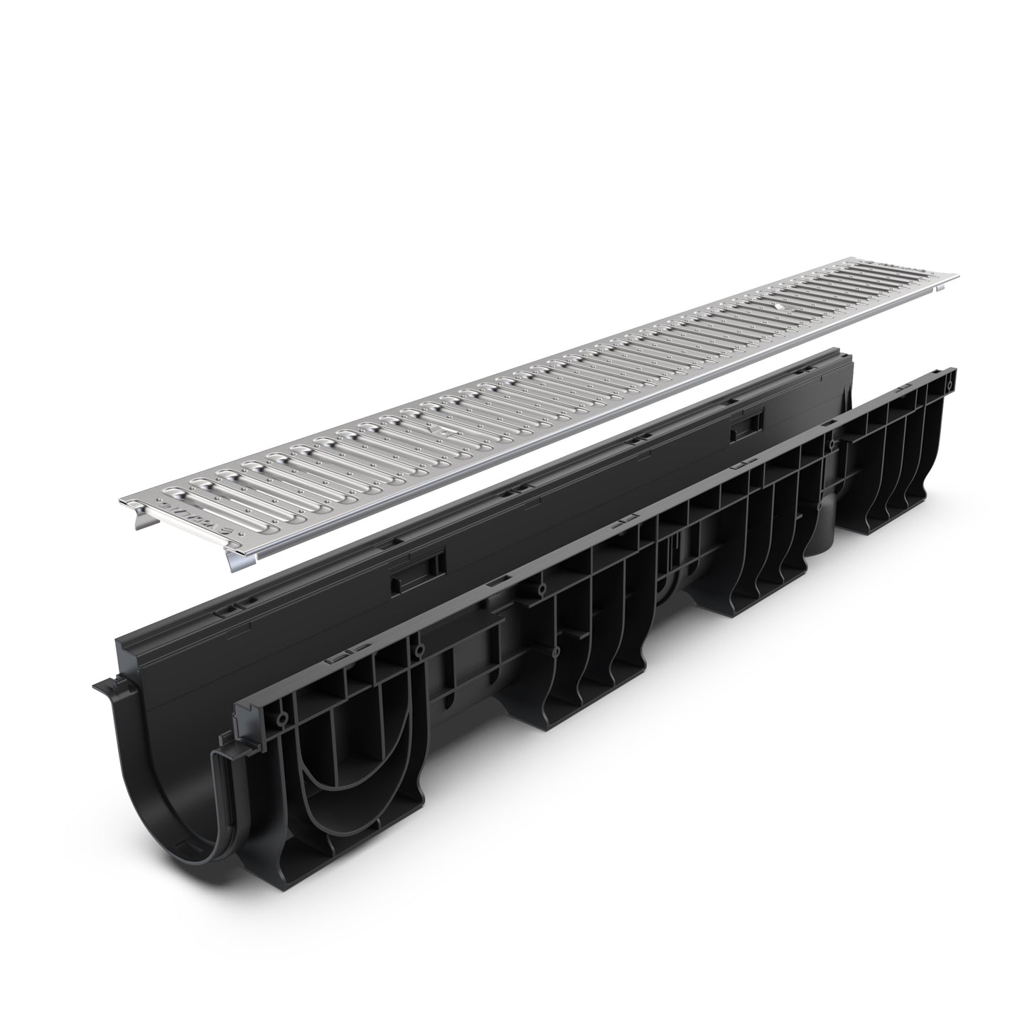 BASE DN100 plastic channel drain, galvanised grate, A15