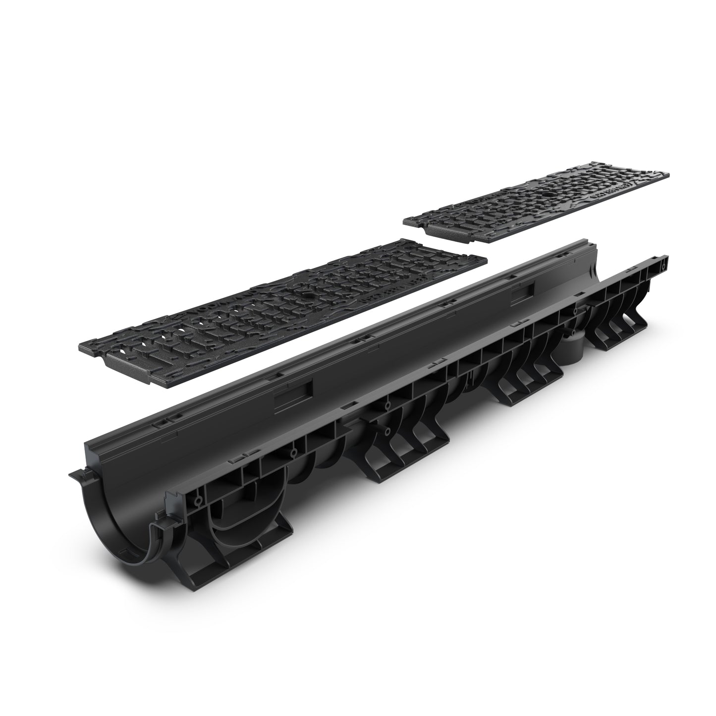 BASE DN100 plastic channel drain, cast iron grate, C250